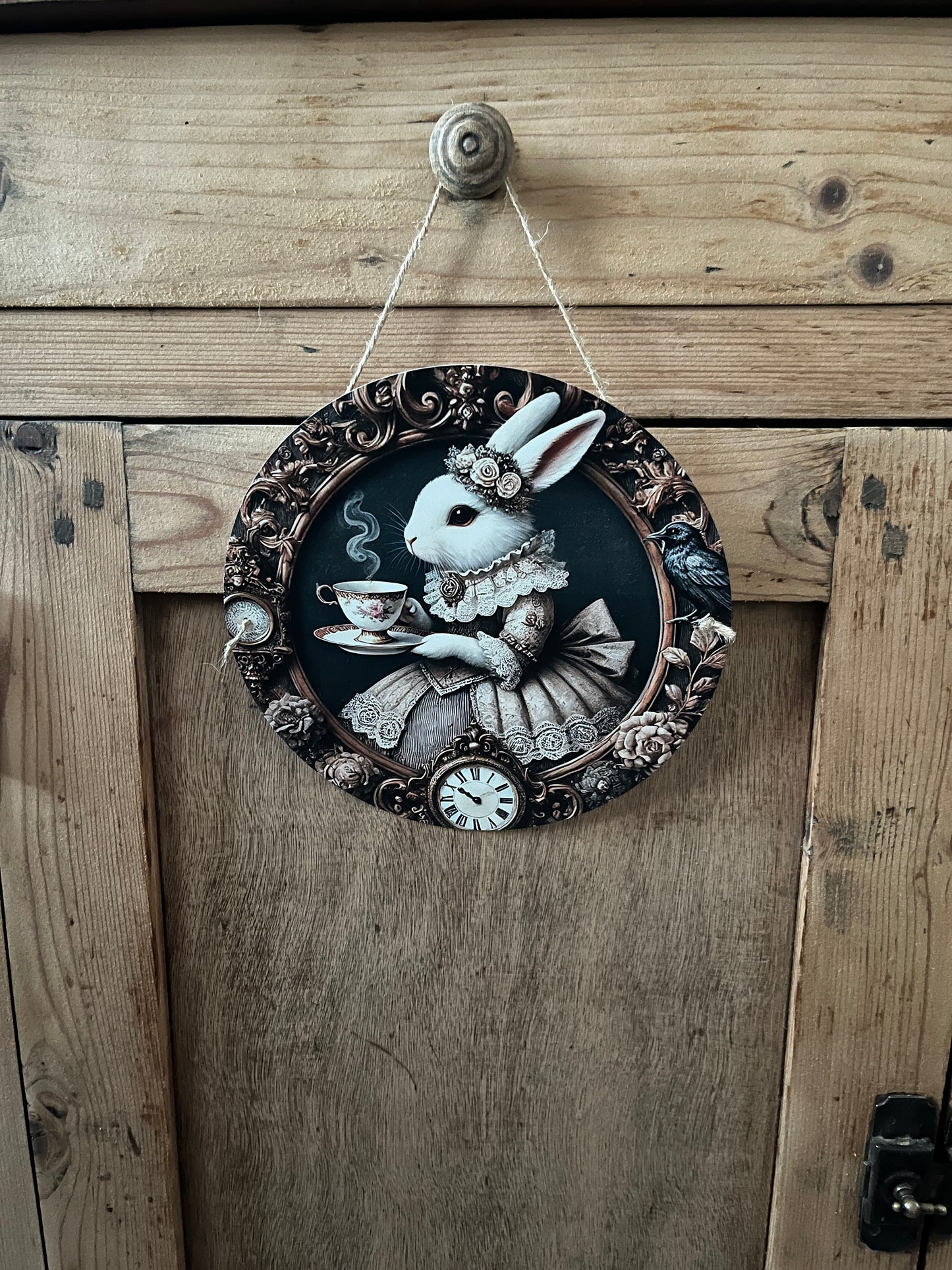 Plaque métal lapin vintage